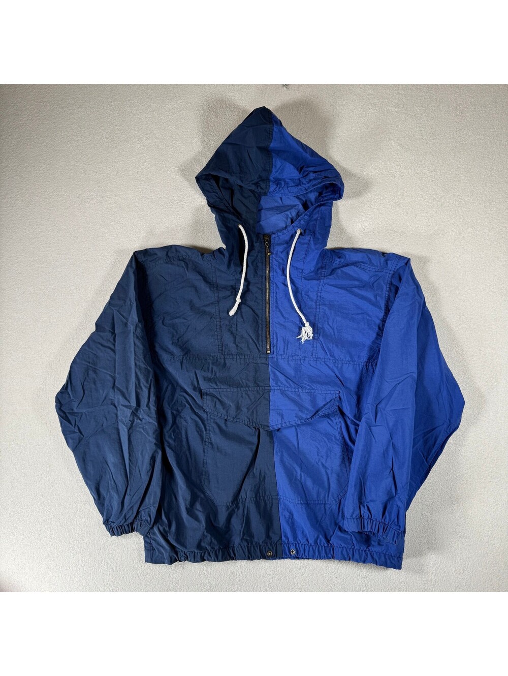 Vintage 90s Gap Two-Tone Blue Hooded Windbreaker Jacket Size Small